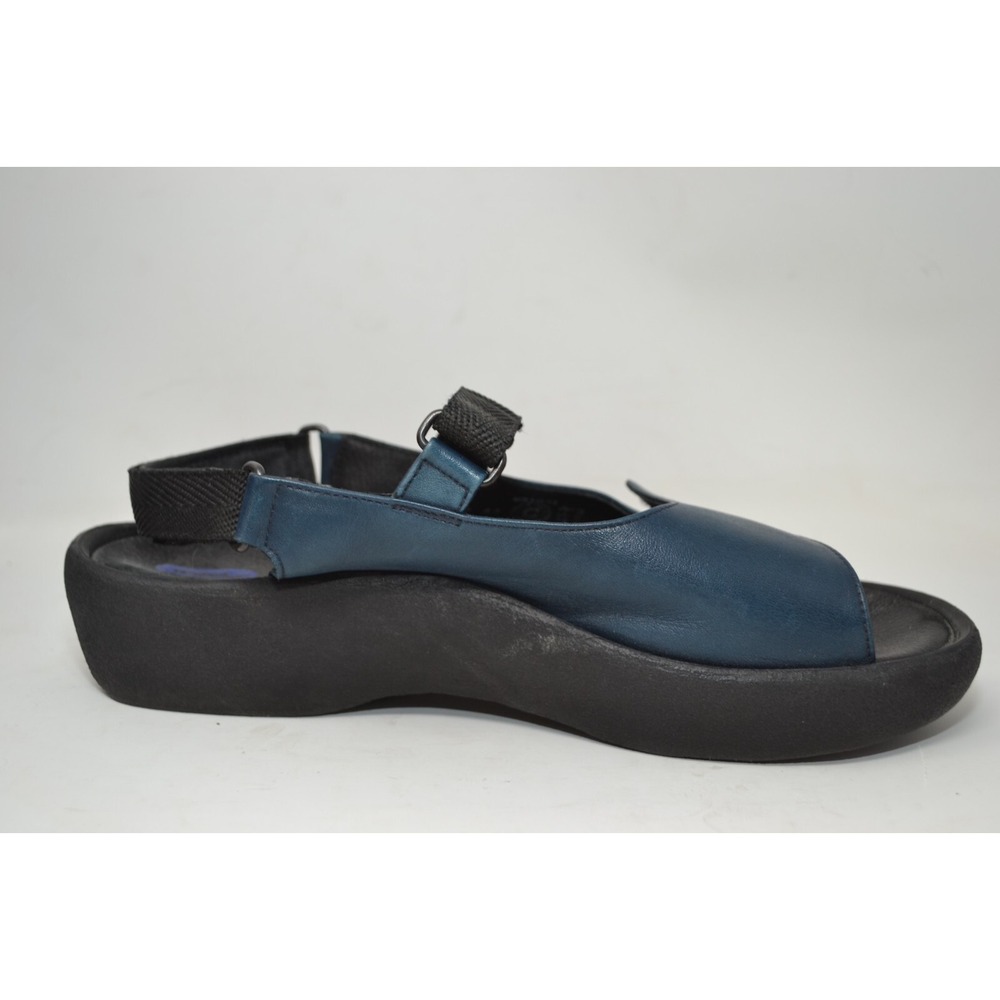 Wolky Jewel Sandal 3204 Women Slingback Blue Black Leather Wedge Size US 9 EU 43 - Picture 5 of 11